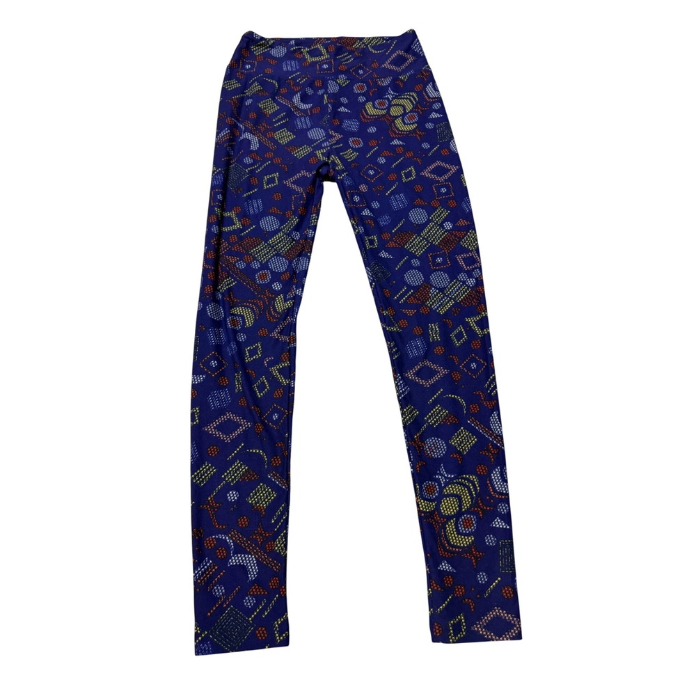 LuLaRoe One Size OS Blue Geometric Abstract Print Soft Stretch Leggings OS #162